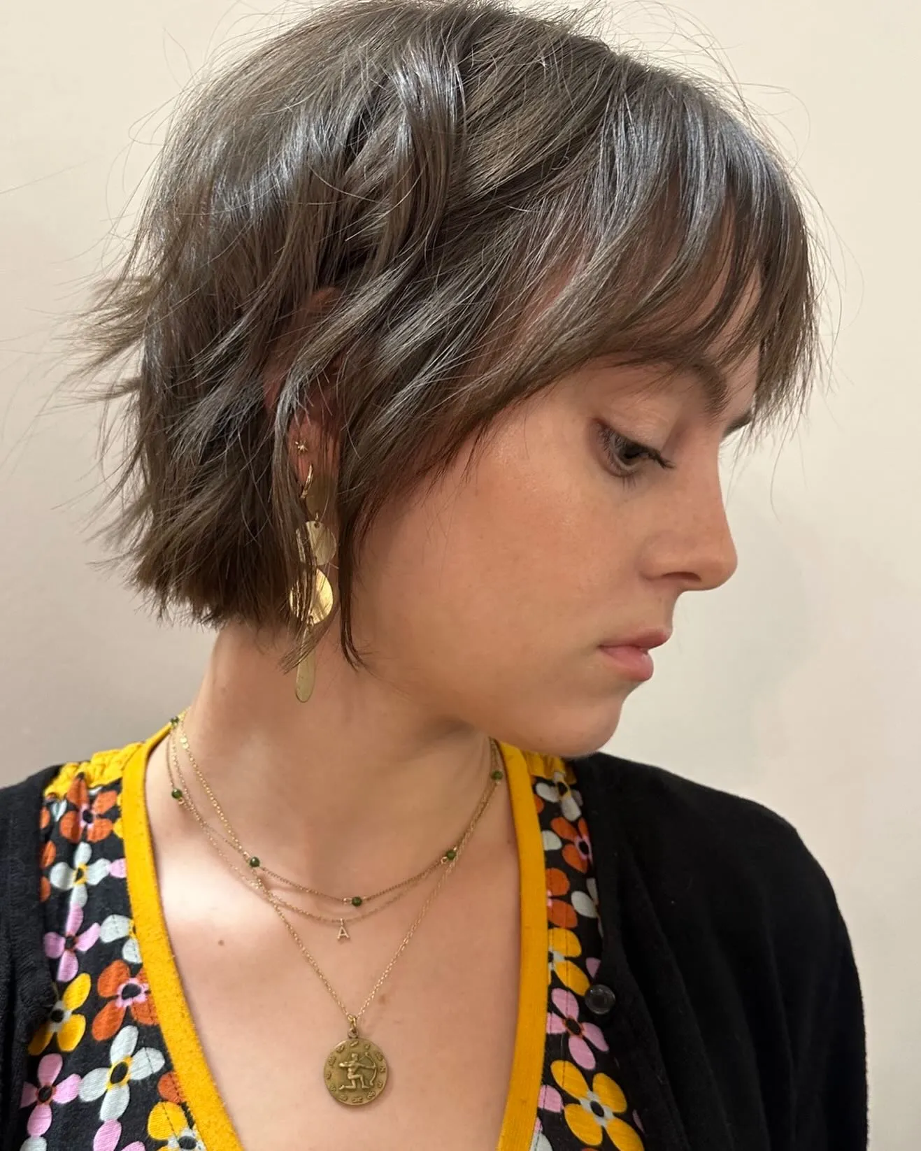choppy shag bob with curtain fringe and feathered ends