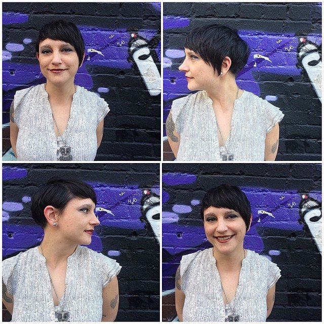 Short dark bixie with a rounded micro fringe