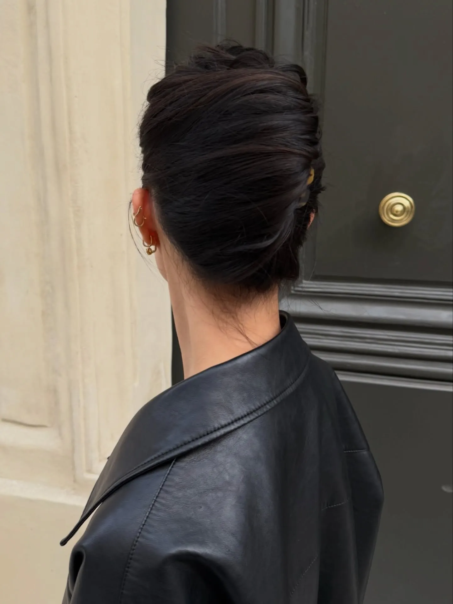 Sleek vertical twist updo
