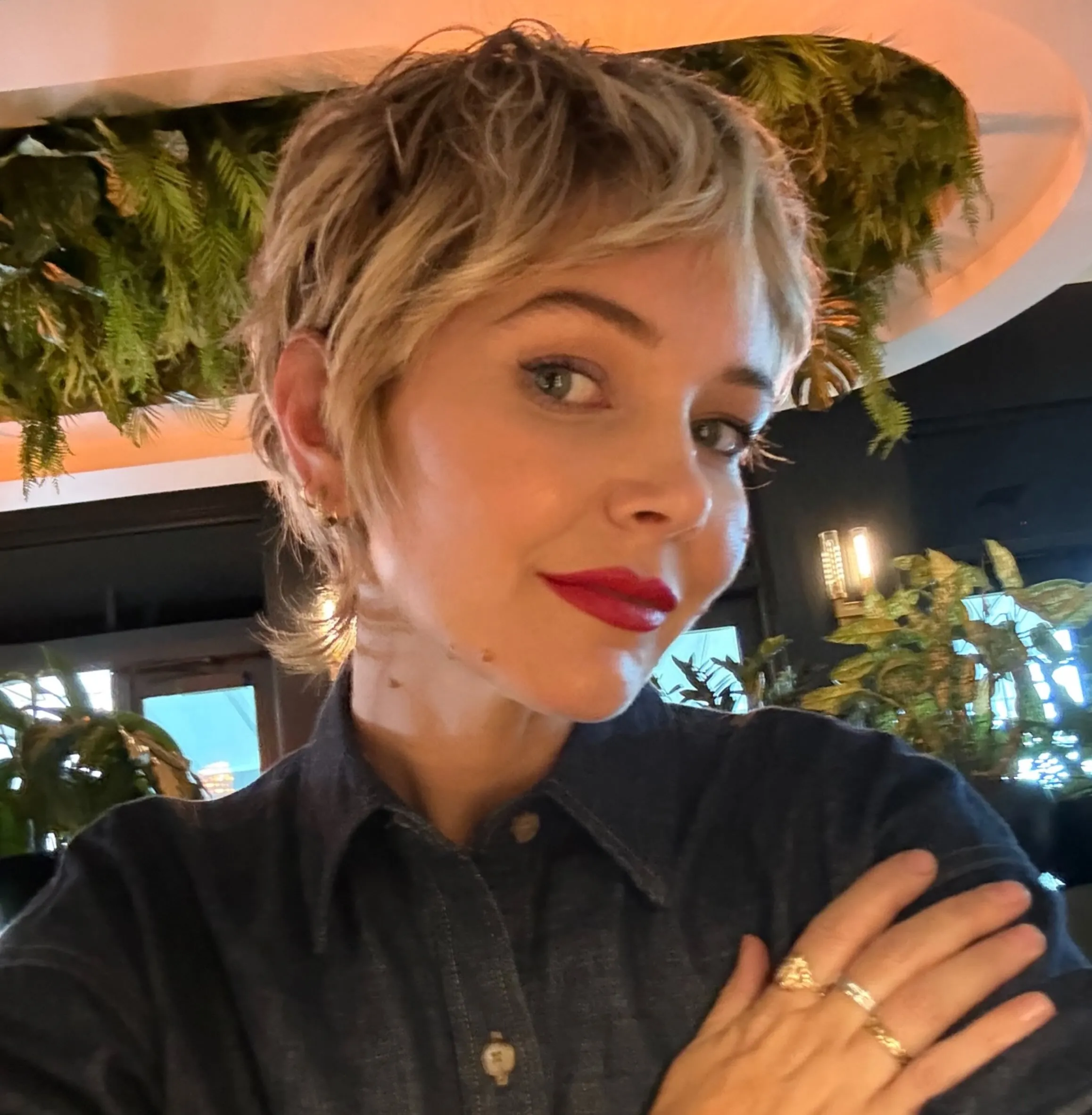 Choppy textured blonde pixie