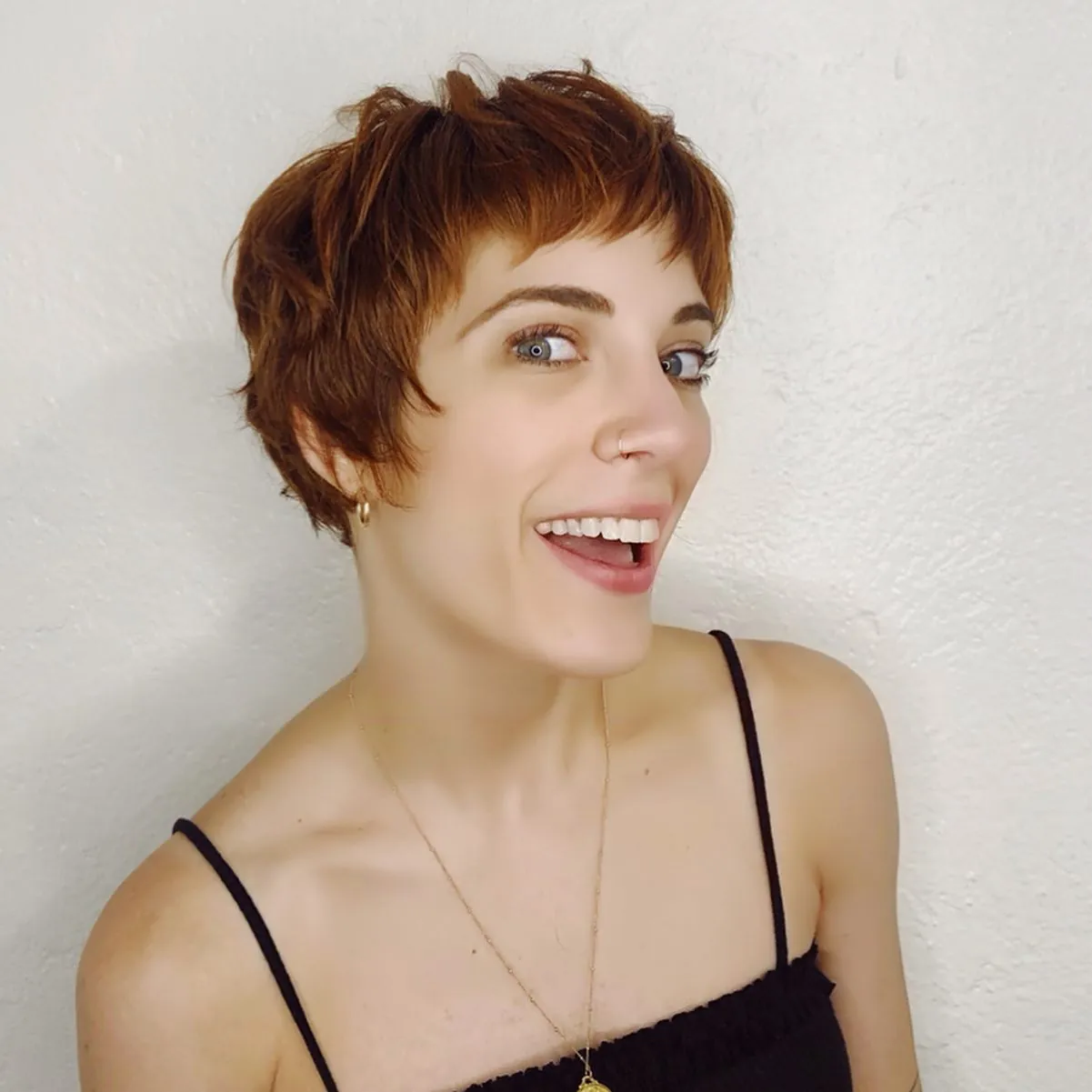 Choppy brunette micro pixie