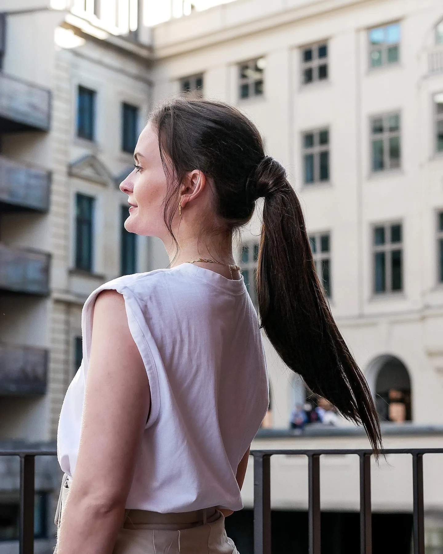 High dark ponytail with wrapped base