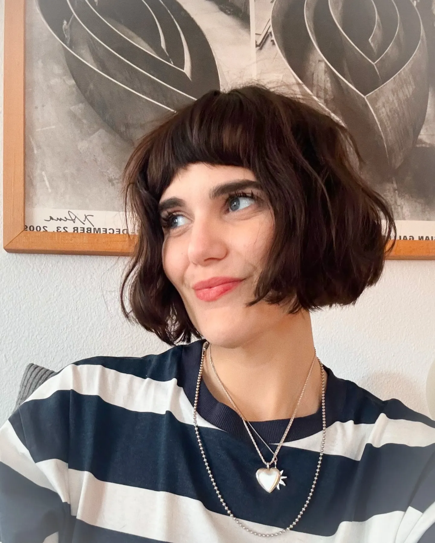 Wavy French bob with rounded baby bangs