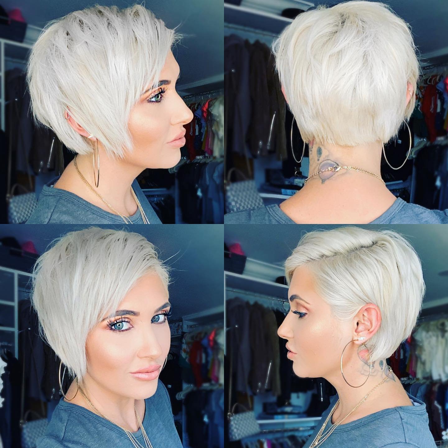 Asymmetrical light bixie with a long sweeping front and closely cut side