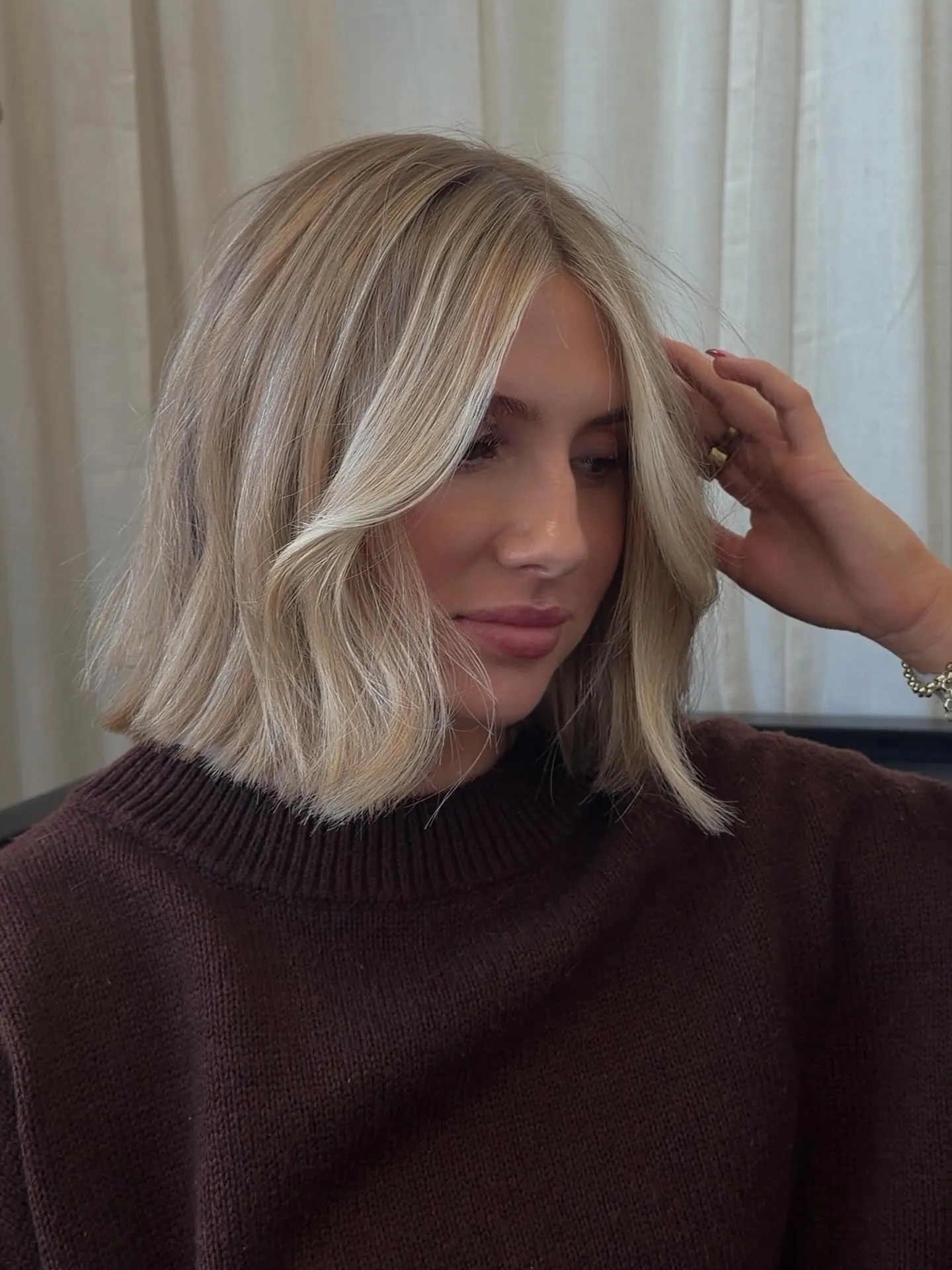 Blonde lob with soft face-framing pieces