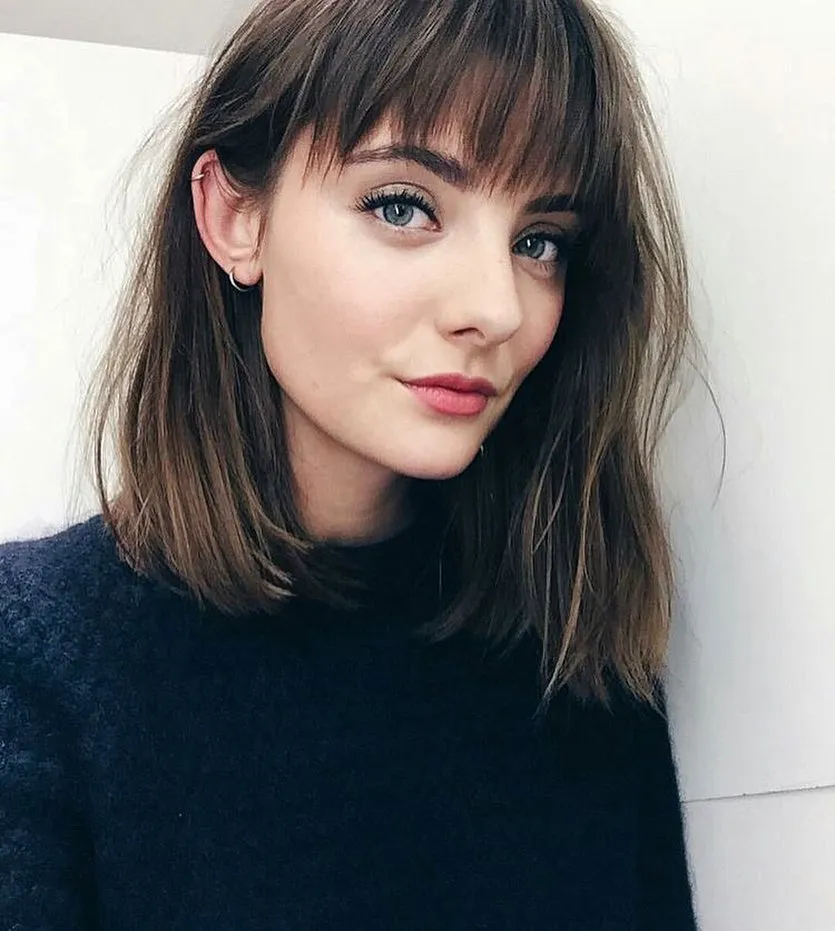 Sleek choppy bob with brow-length fringe