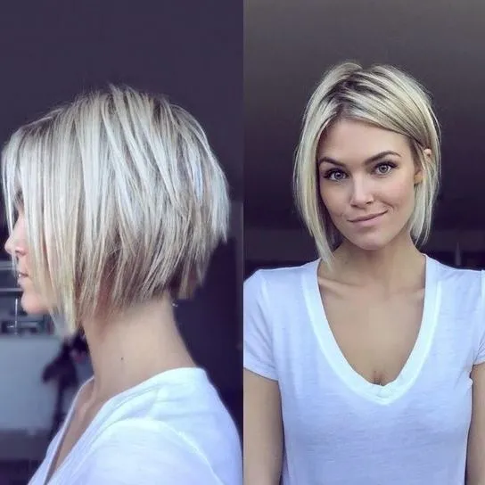 Stacked choppy bob with a tapered nape