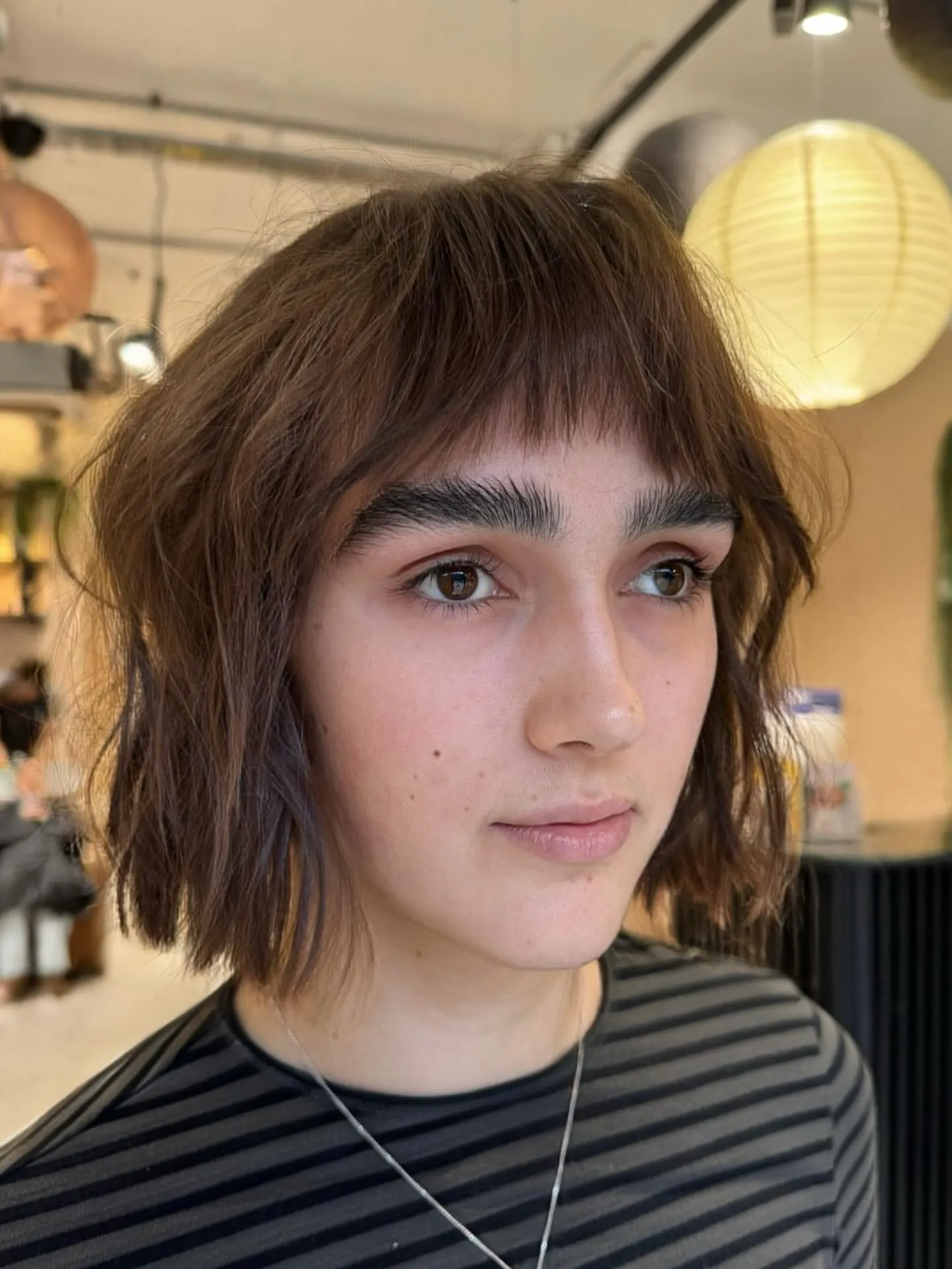 French choppy bob with blunt fringe