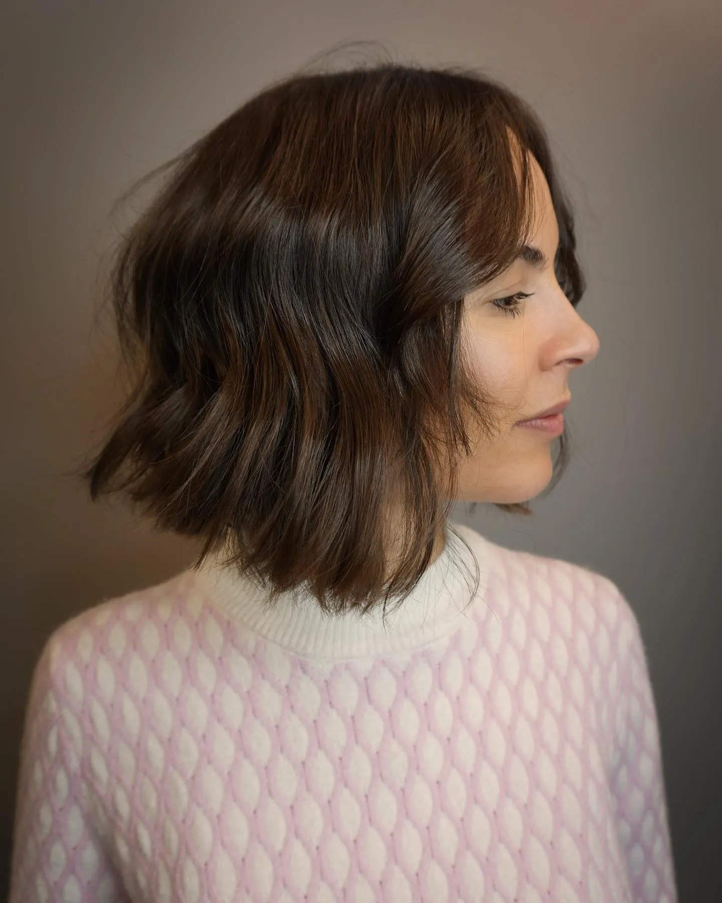 Jaw-length bob with soft piecey layers