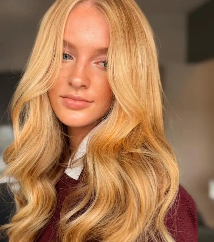 Long golden blonde soft waves