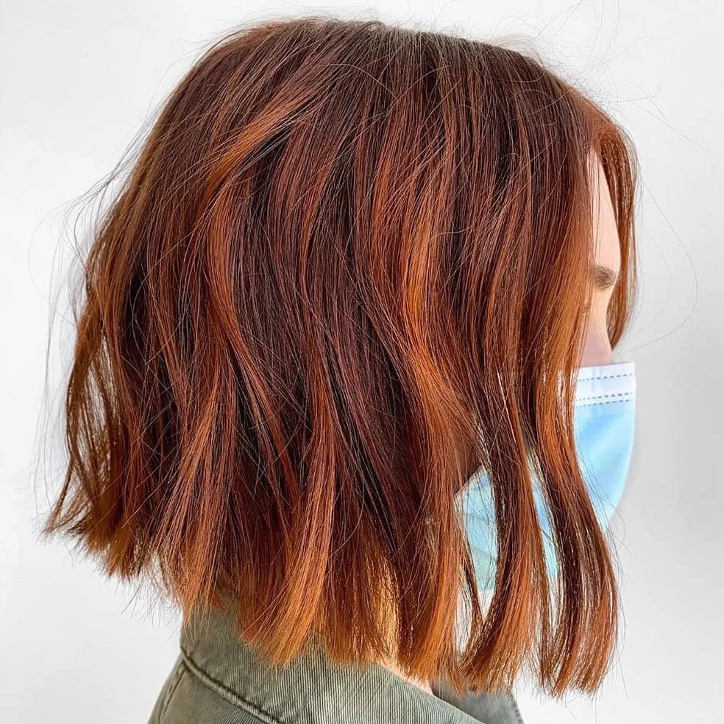 Blunt copper bob with straight ends