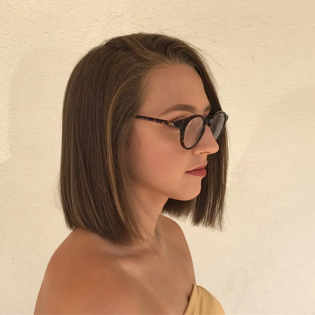 Straight blunt bob with center part