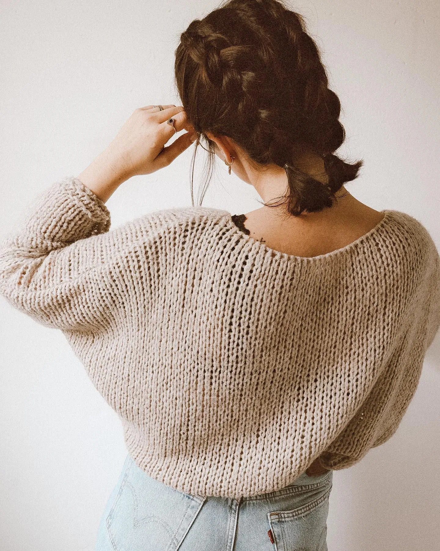 Side Dutch braid on straight shoulder-length hair