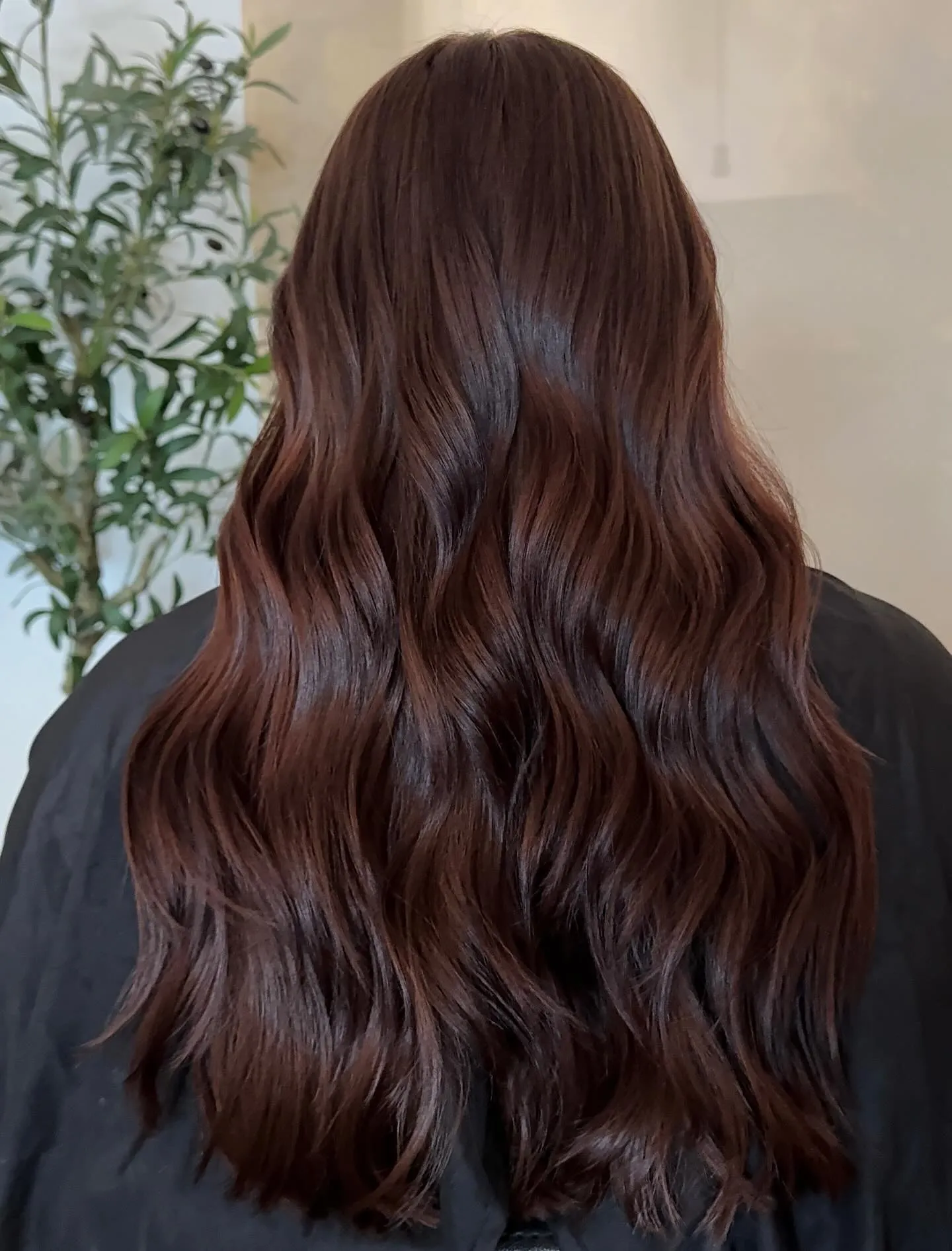 Rich deep mahogany long soft waves