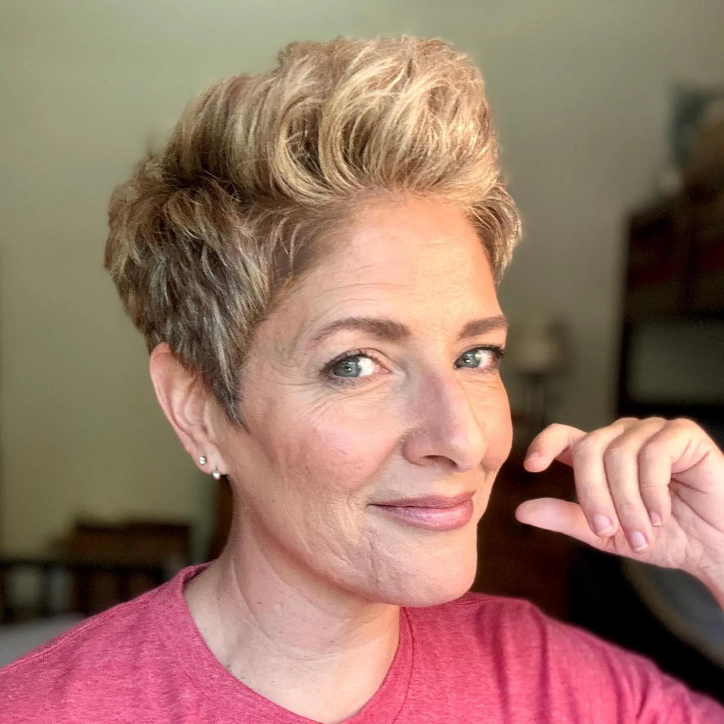 Voluminous blonde textured pixie