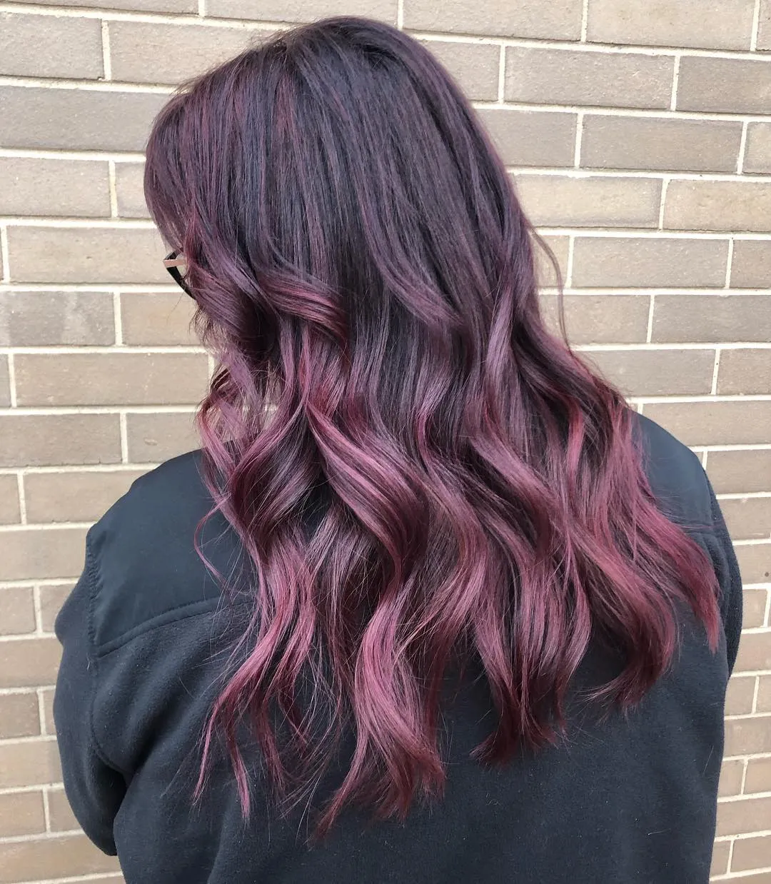 Deep plum purple-red soft waves