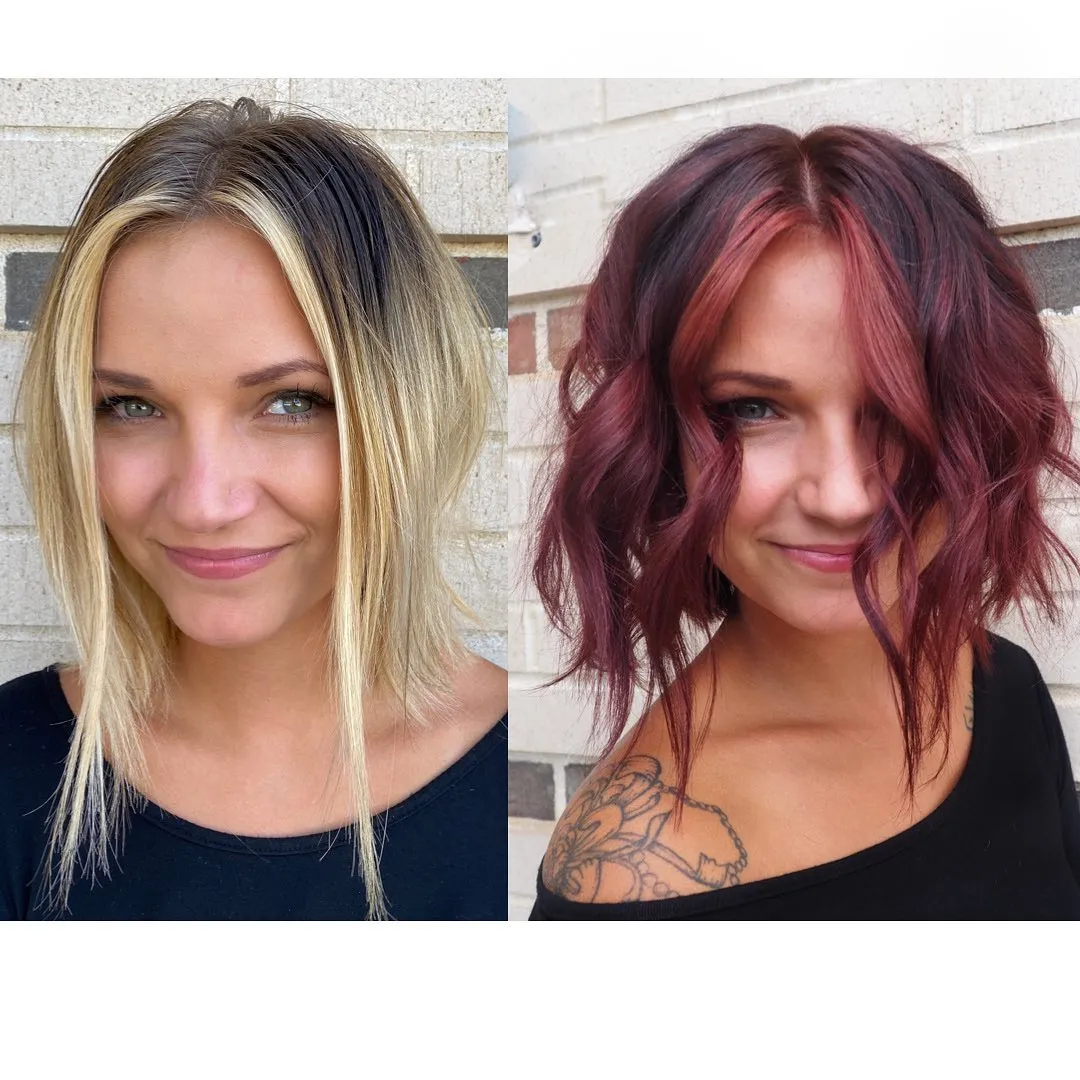 Deep red soft layered waves
