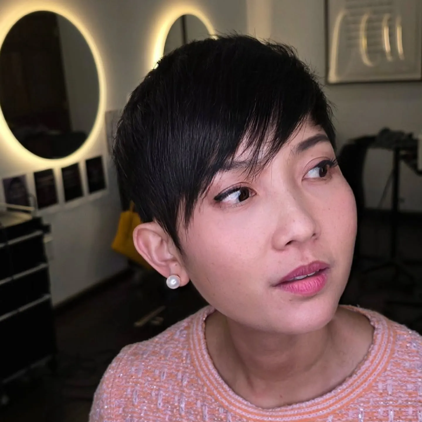Side-swept pixie with a long wispy fringe and short sides