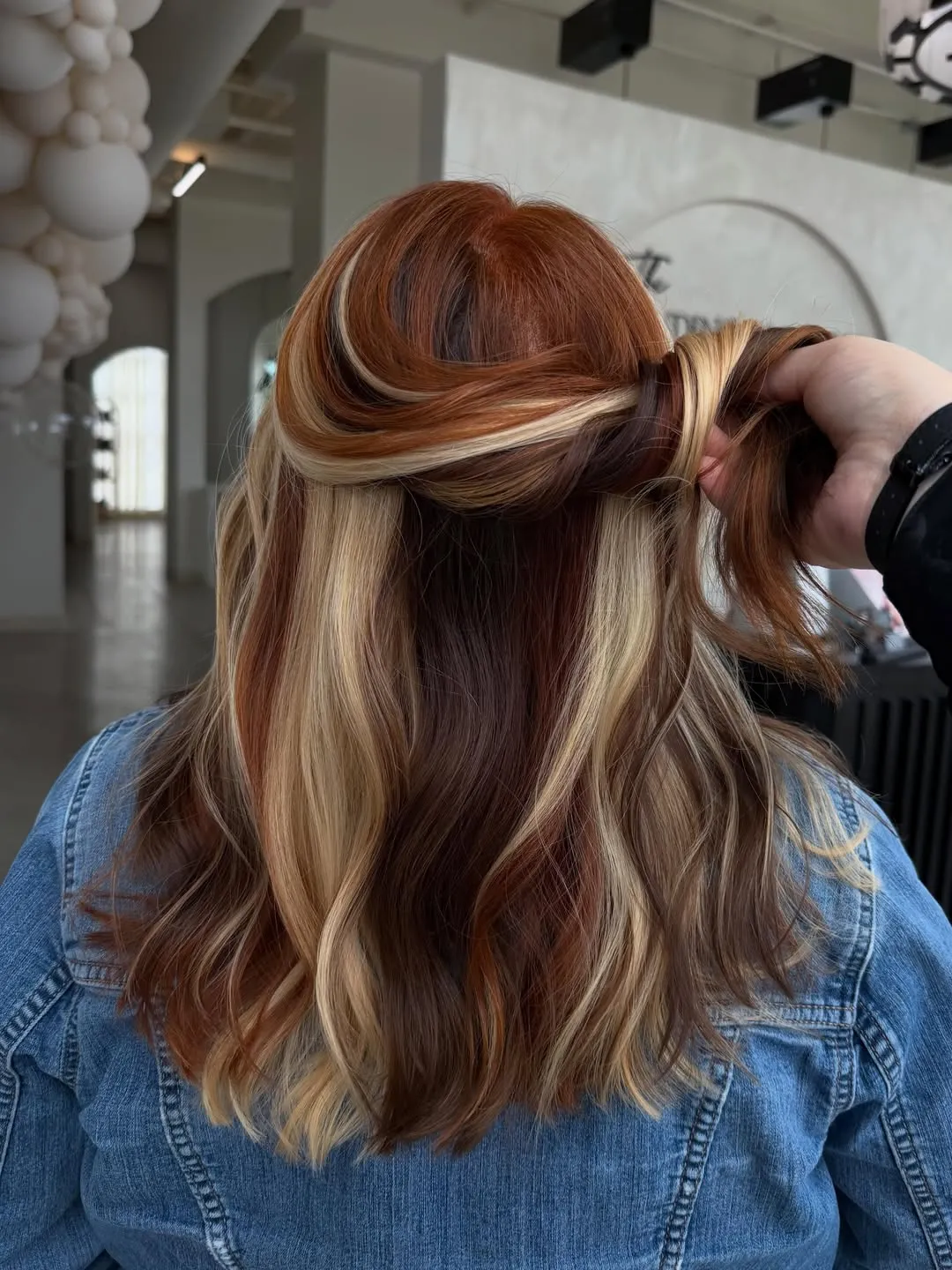 Long waves with curtain bangs