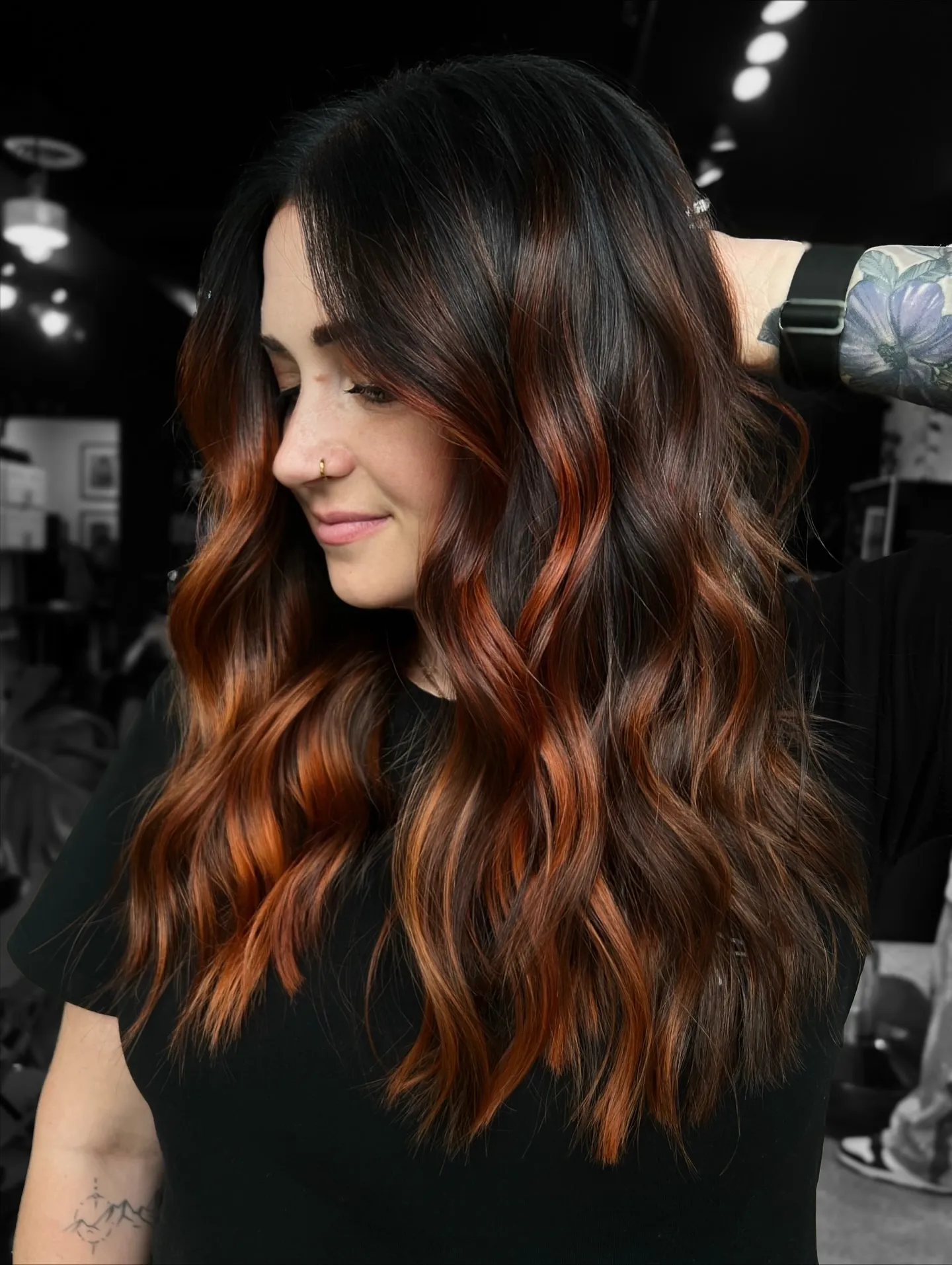 Long blended face framing waves