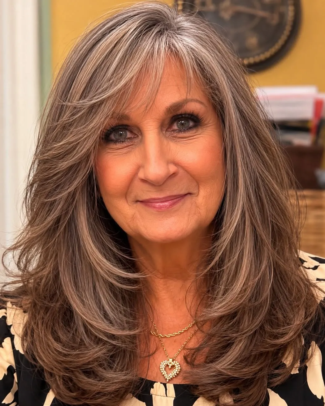 Long feathered layers with face-framing pieces