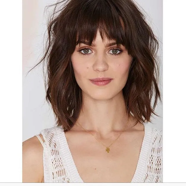 Shaggy wavy lob with full fringe