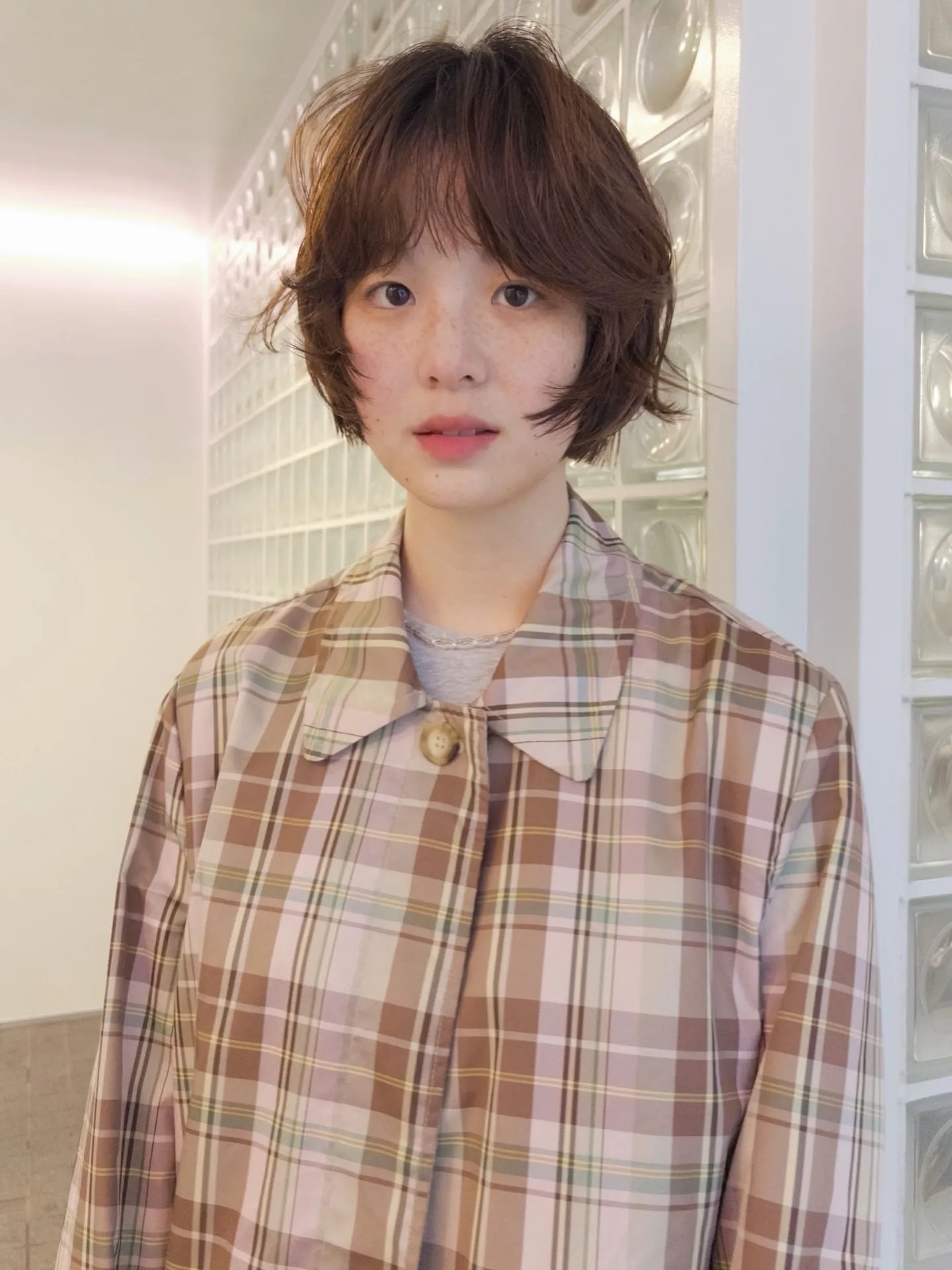 Layered mini bob with wispy fringe