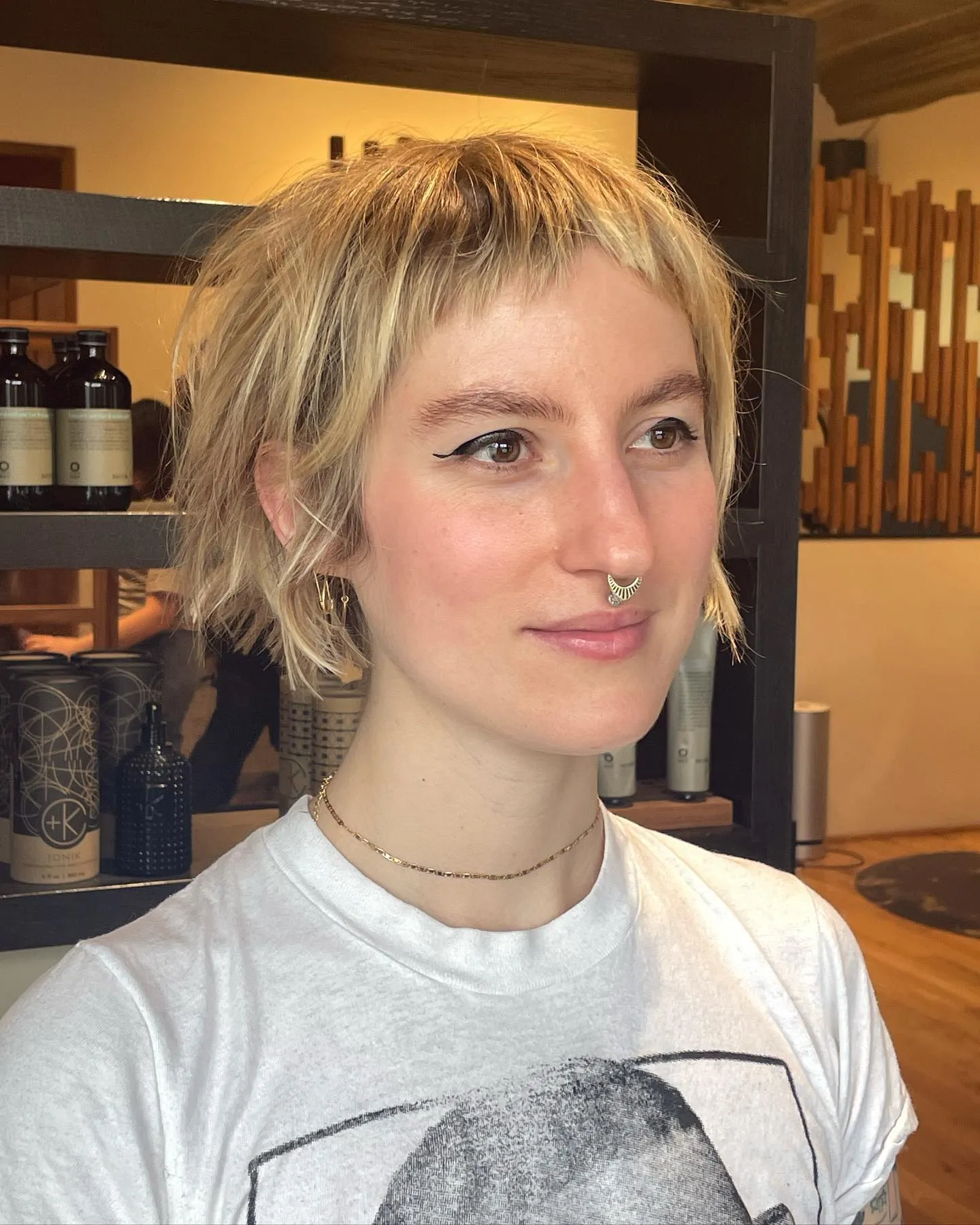 Shaggy mini bob with textured fringe