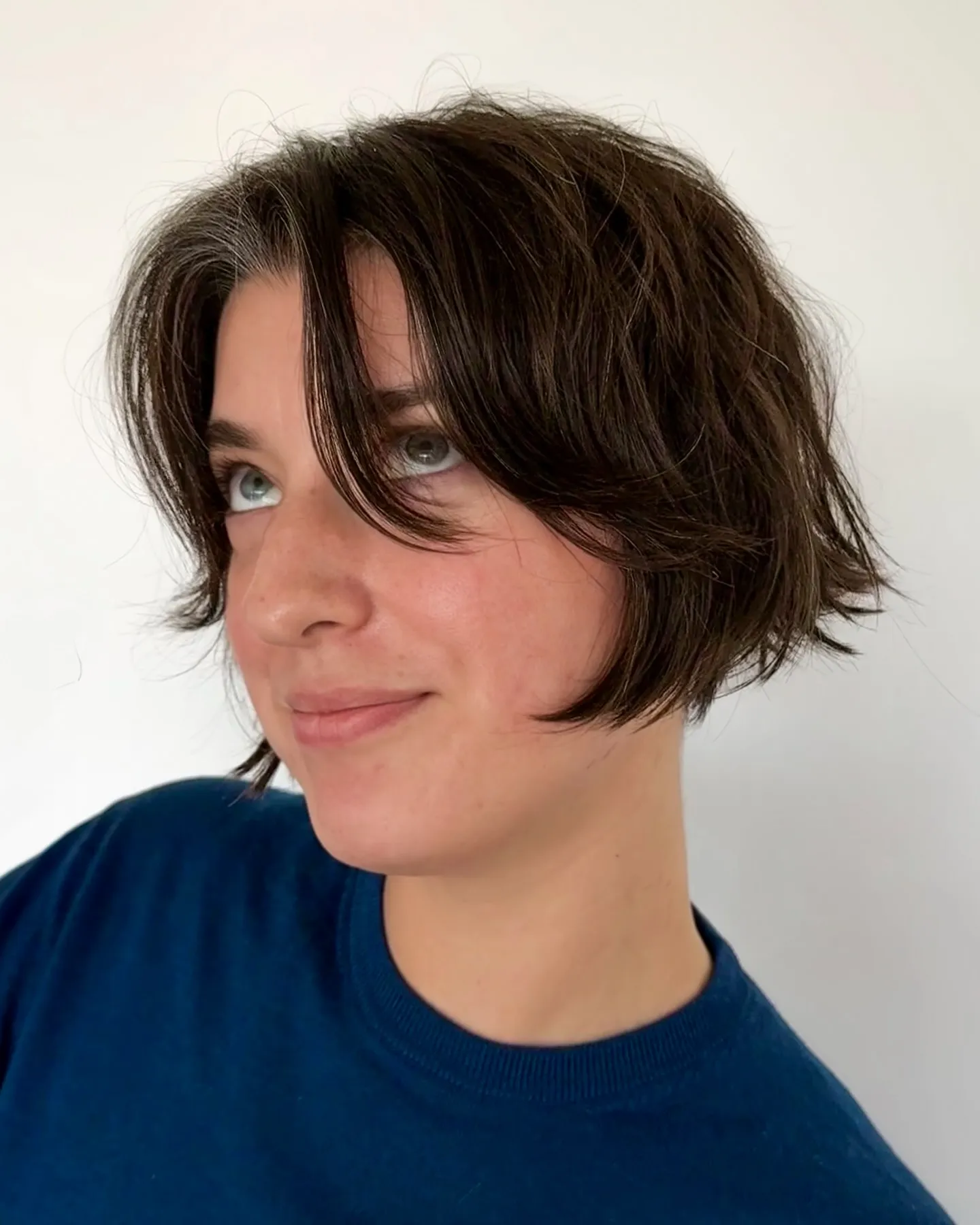 Tousled mini bob with curtain fringe