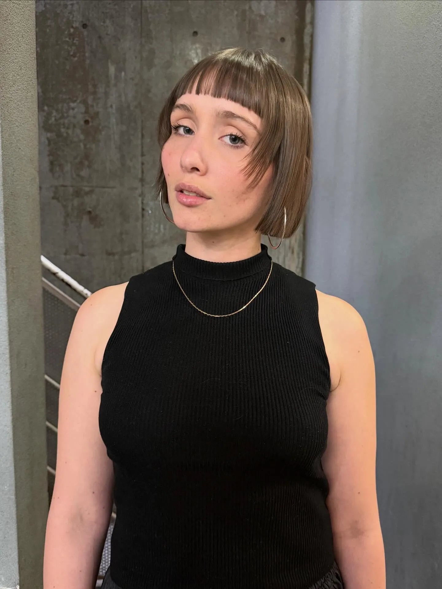 Sharp mini bob with micro fringe