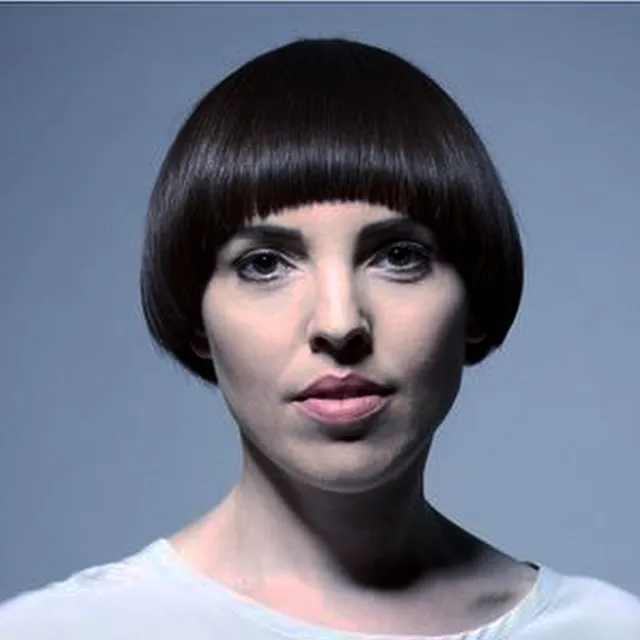 Classic rounded pageboy bob with blunt fringe