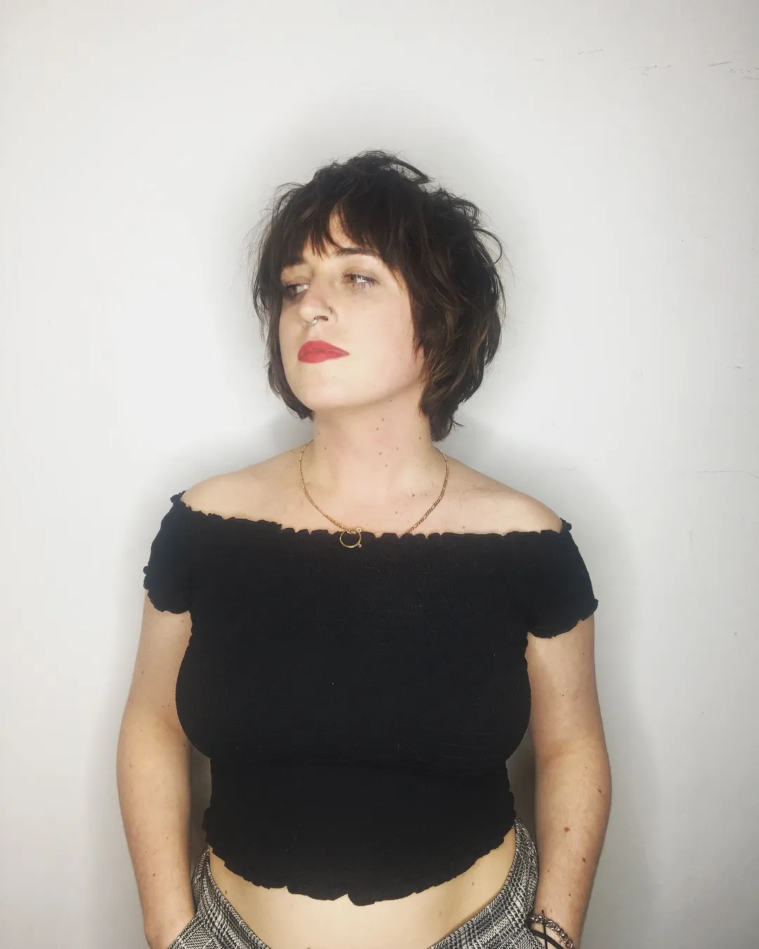 Tousled rounded bob with wispy fringe