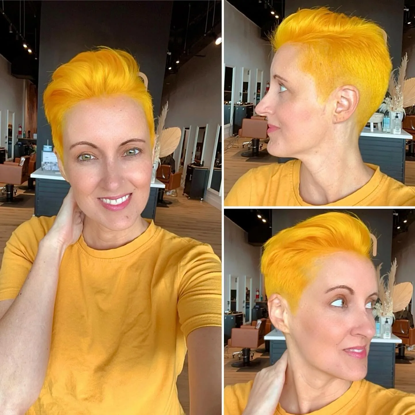 Short swept-back pixie with close sides