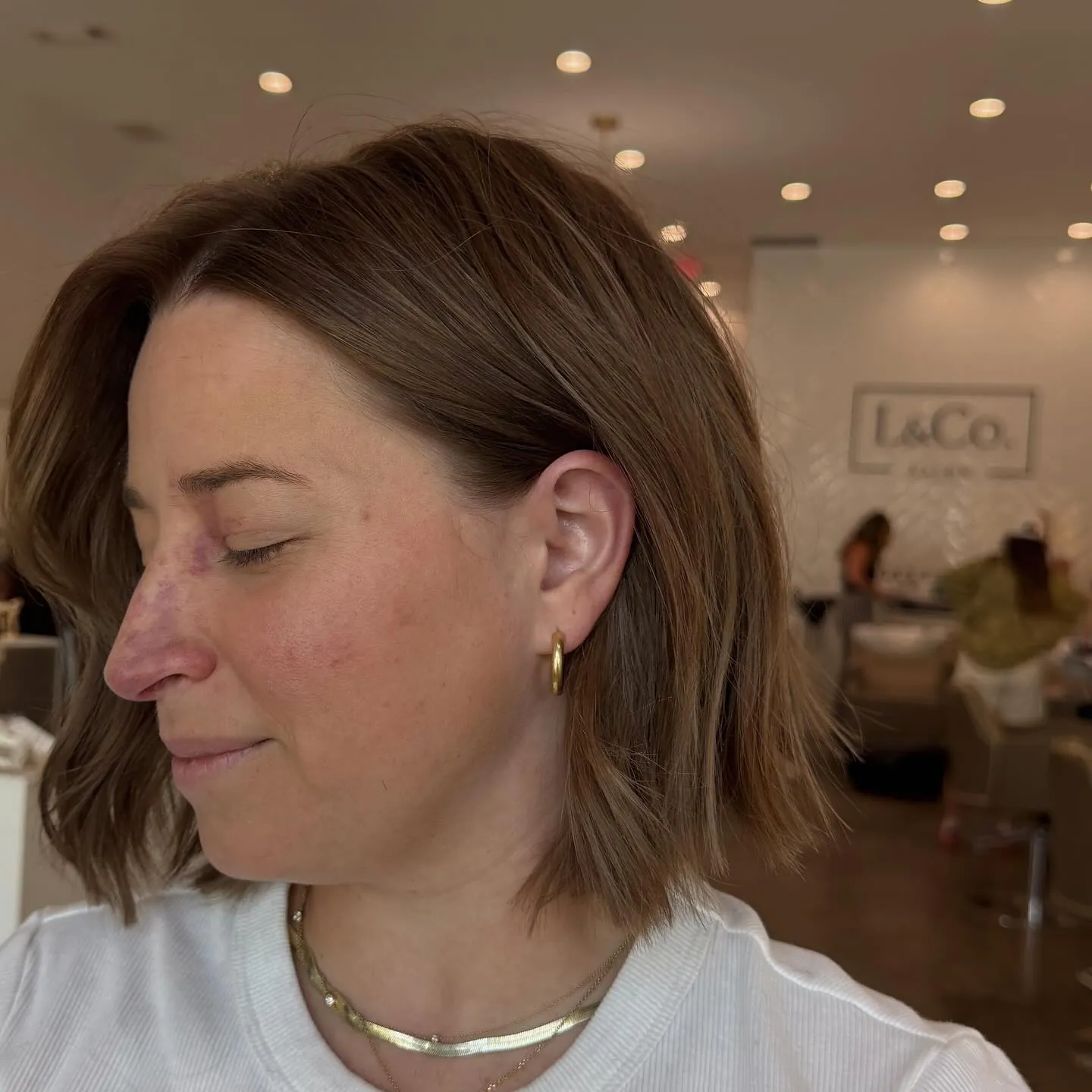 Side-parted jaw-length bob with soft bends