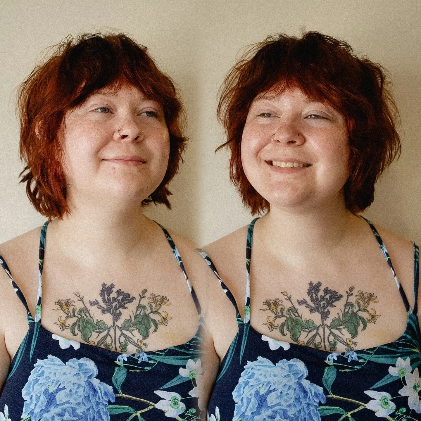 Tousled short bob with split fringe and loose textured ends