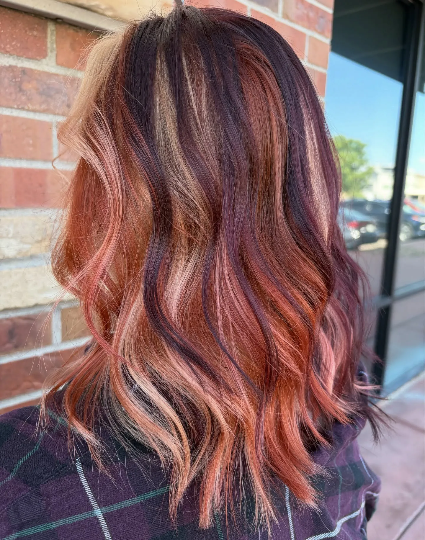 Long red-copper balayage waves