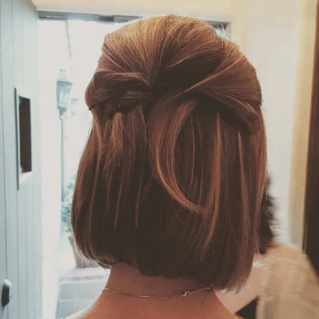 Straight bob with a sleek half-up twist