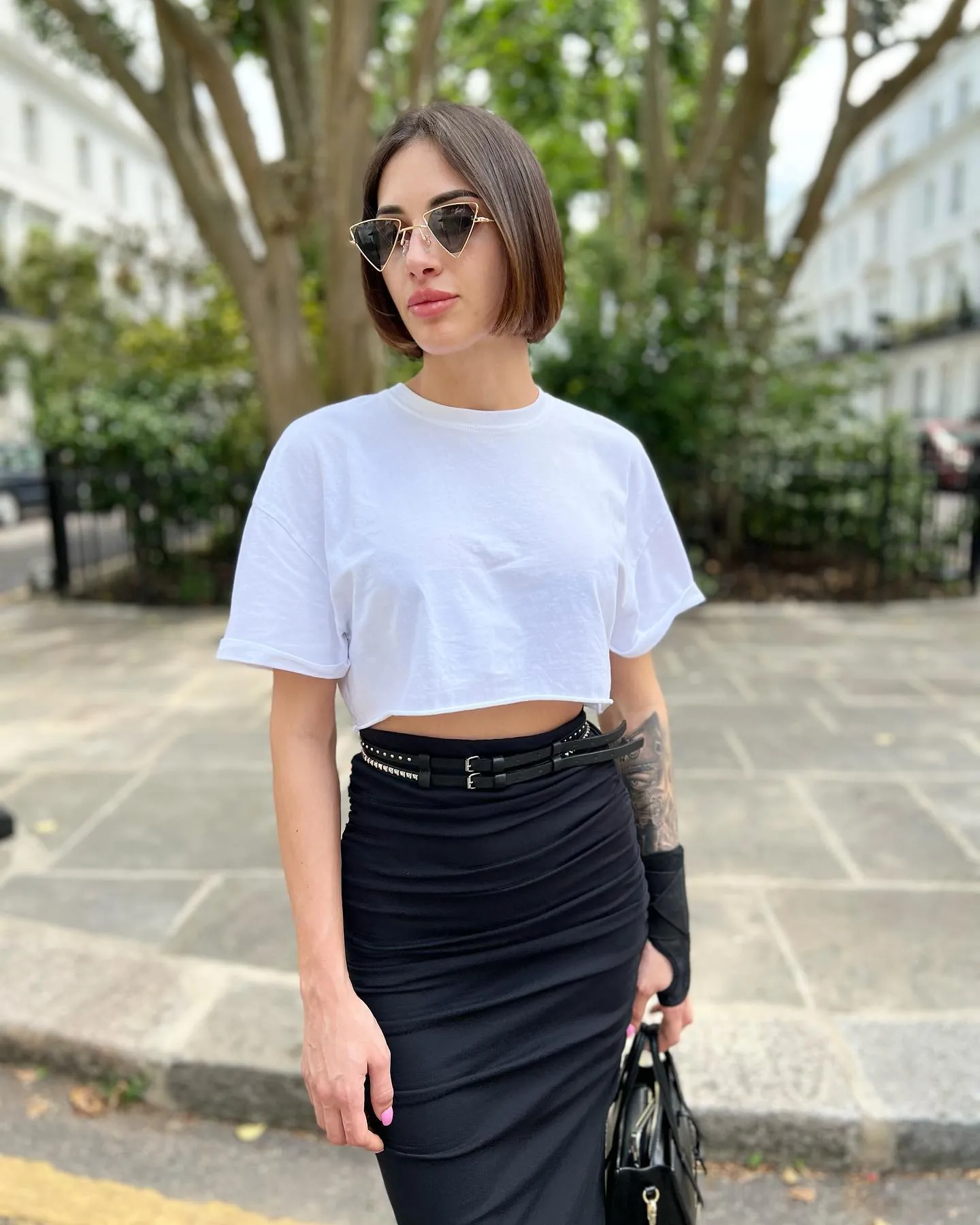 Center-parted chin-length straight A-line bob
