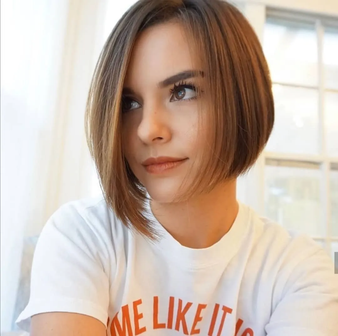 Sharp angled bob with long face-framing front