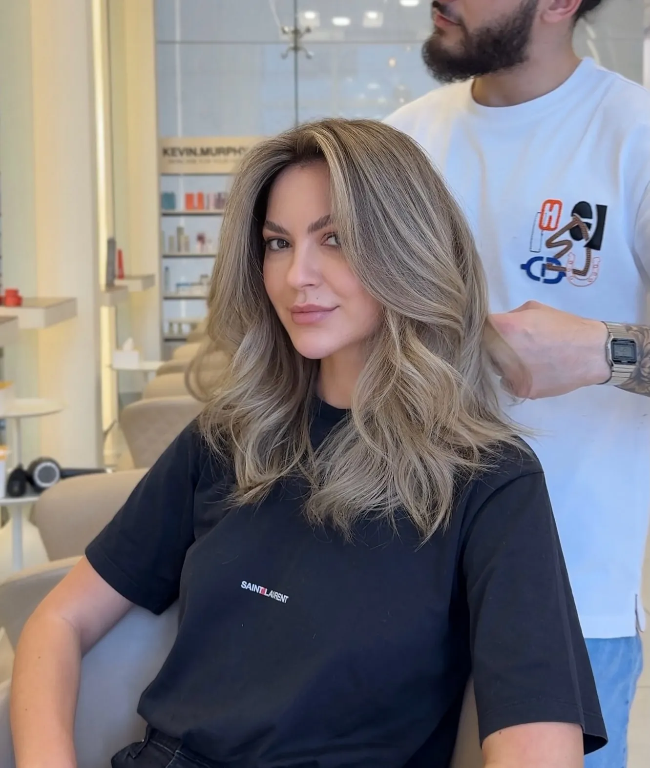 Ash Blonde Feathered Lob