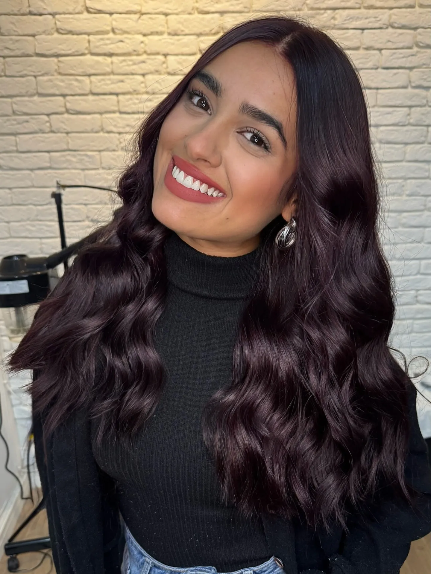 black cherry hair with long soft waves