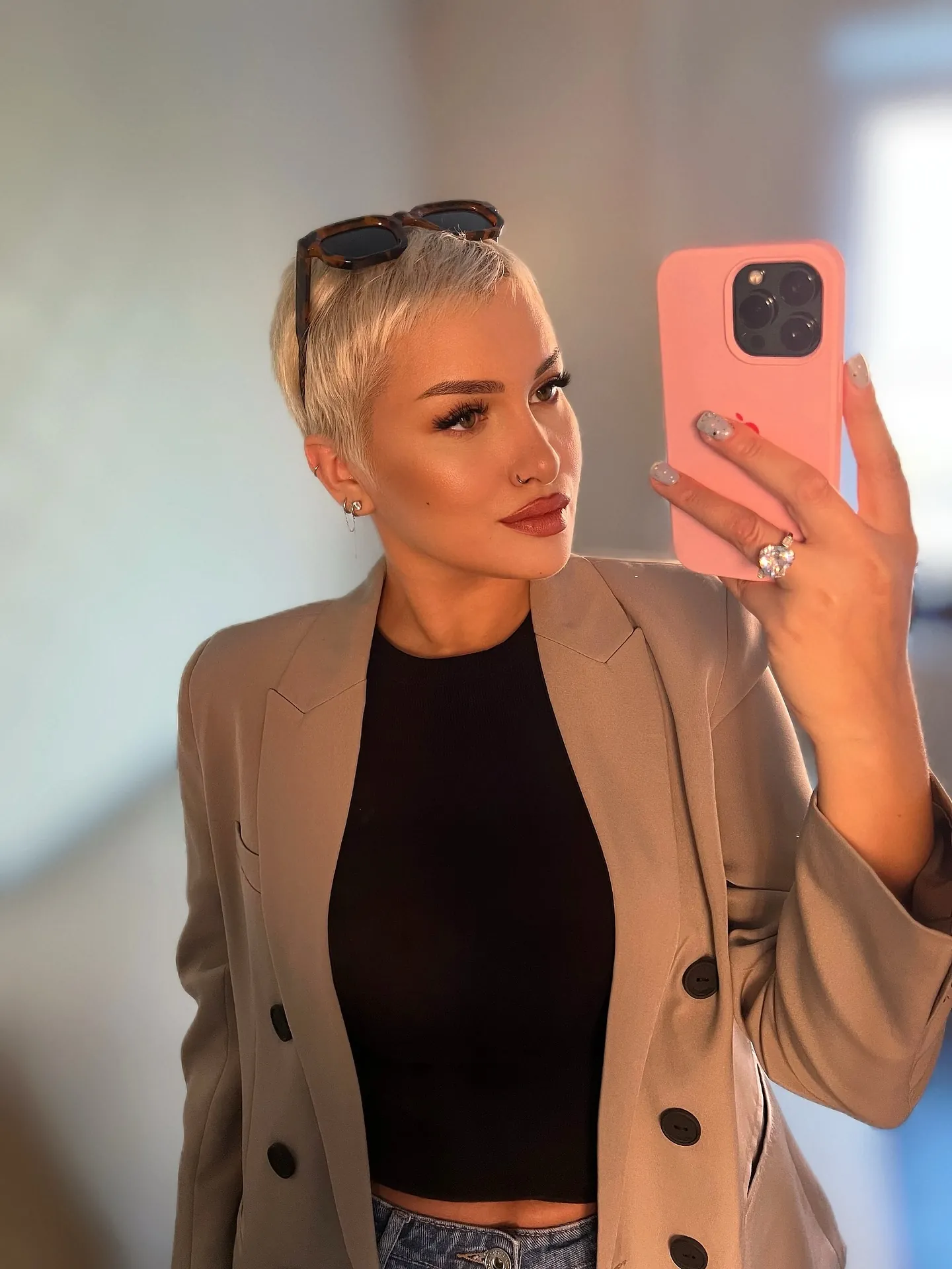 Close-Cropped Blonde Pixie in blonde hair