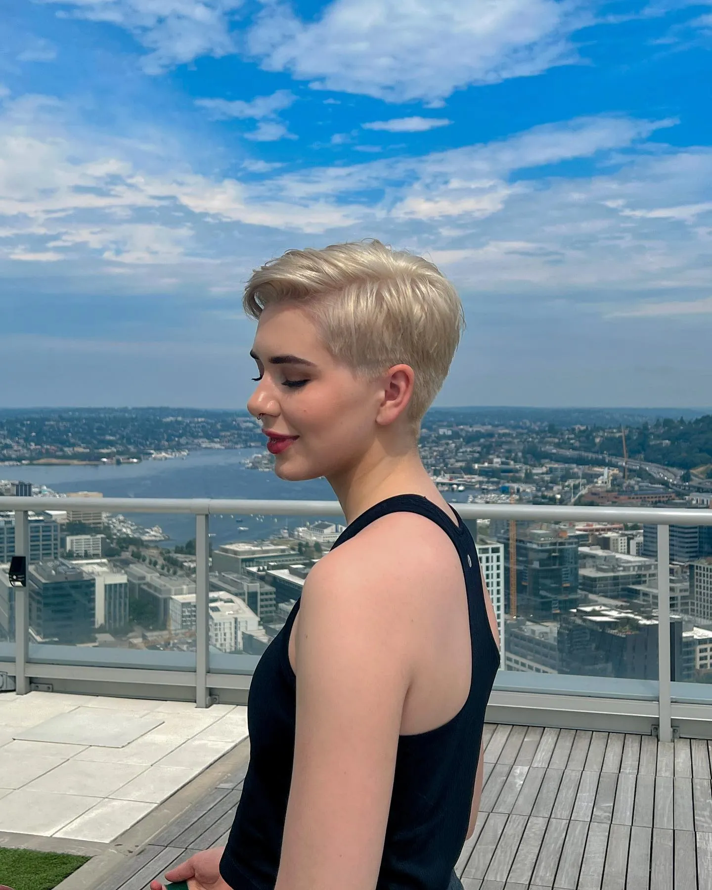 Undercut Side Pixie in blonde hair
