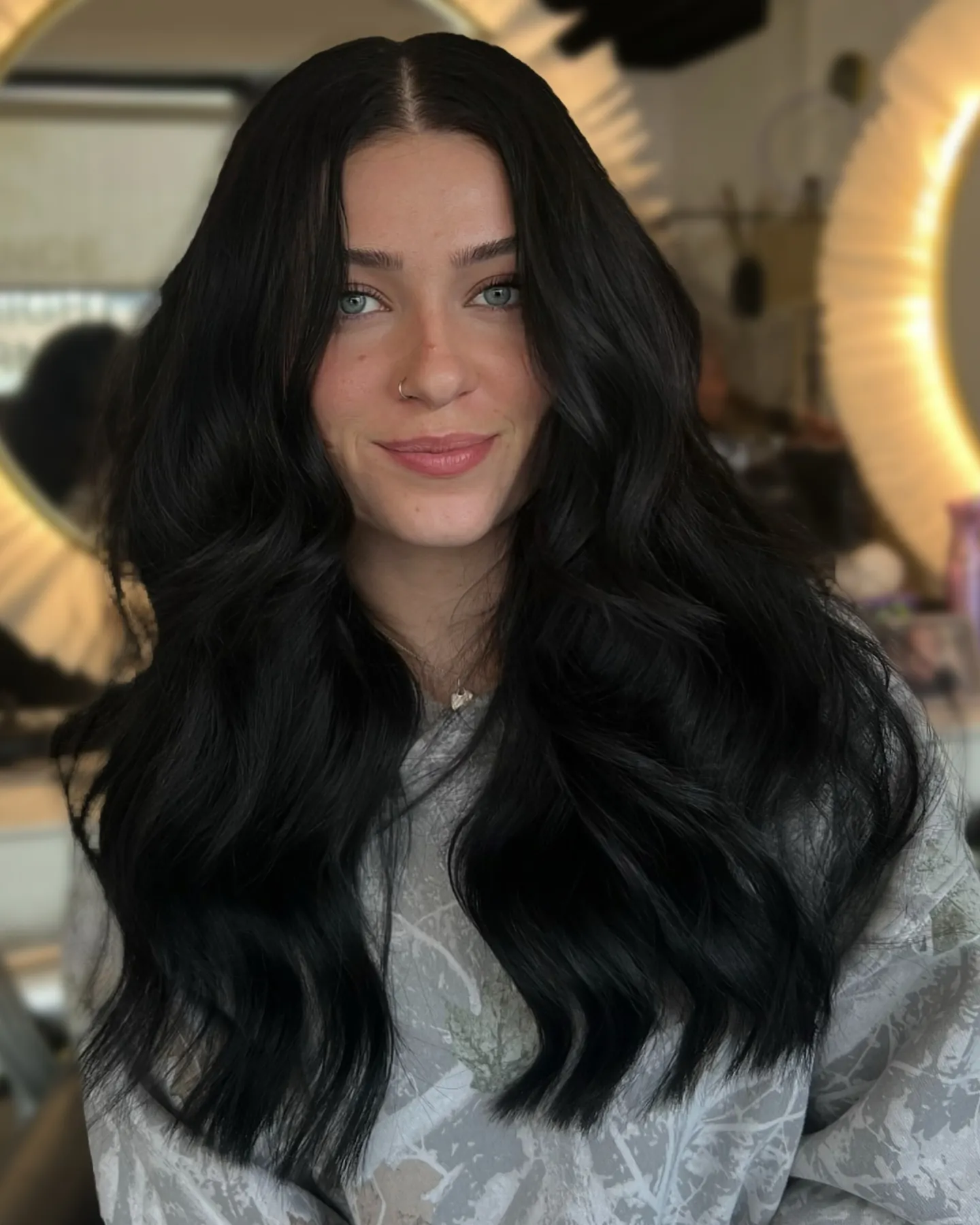 Long Inky Waves showing blue black hair colour
