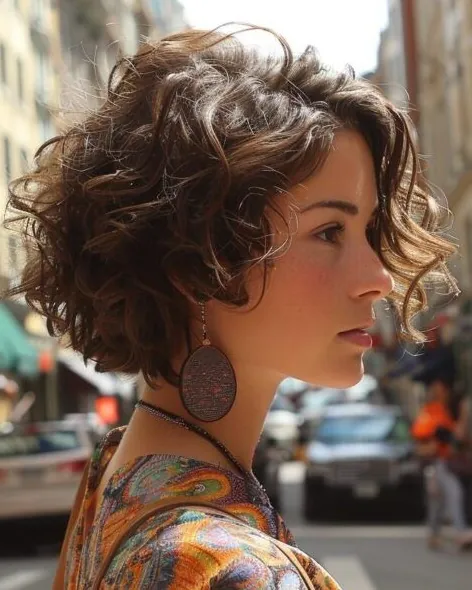 Side-Part Curly Bob