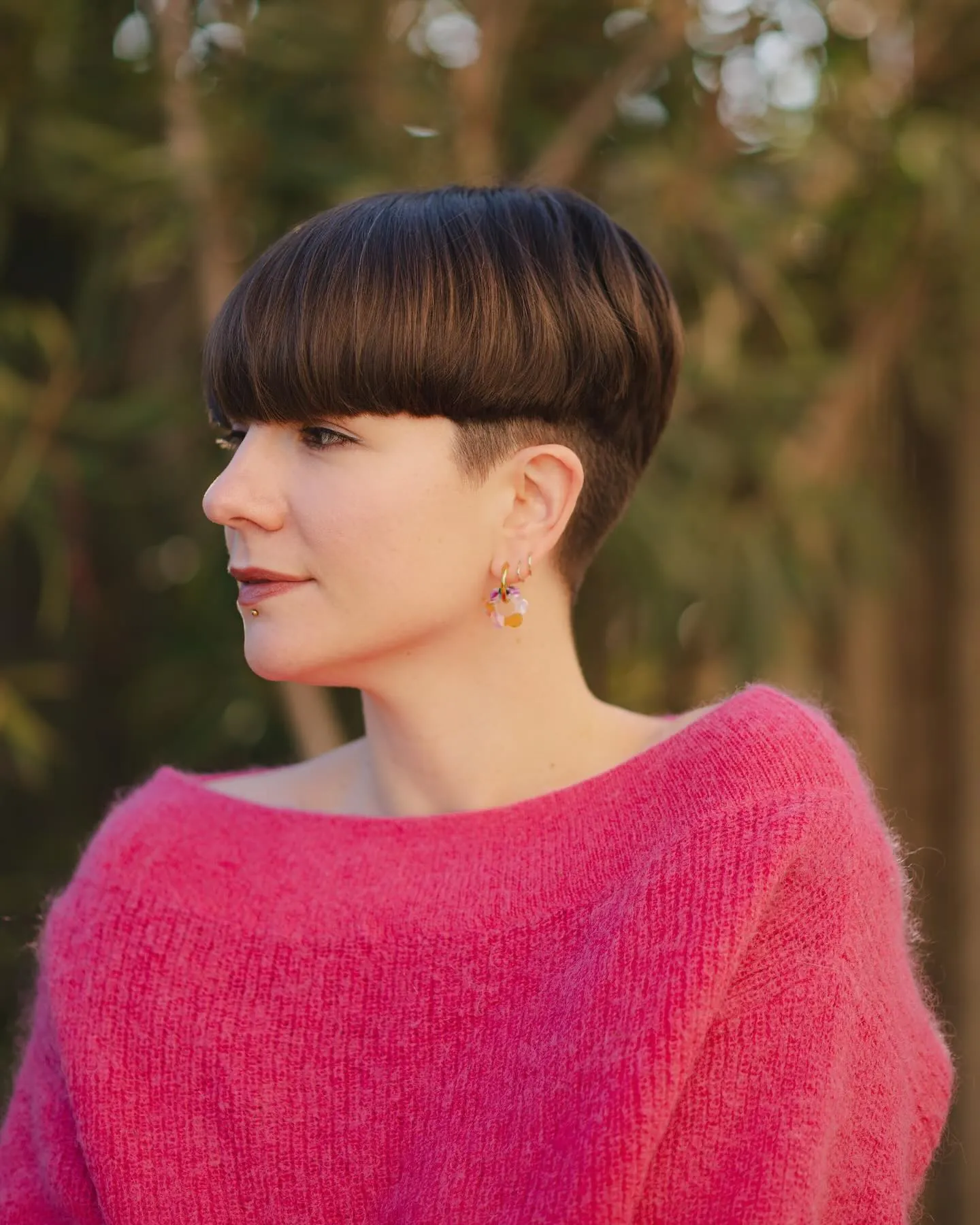 Sleek brown pageboy bowl cut with rounded sides