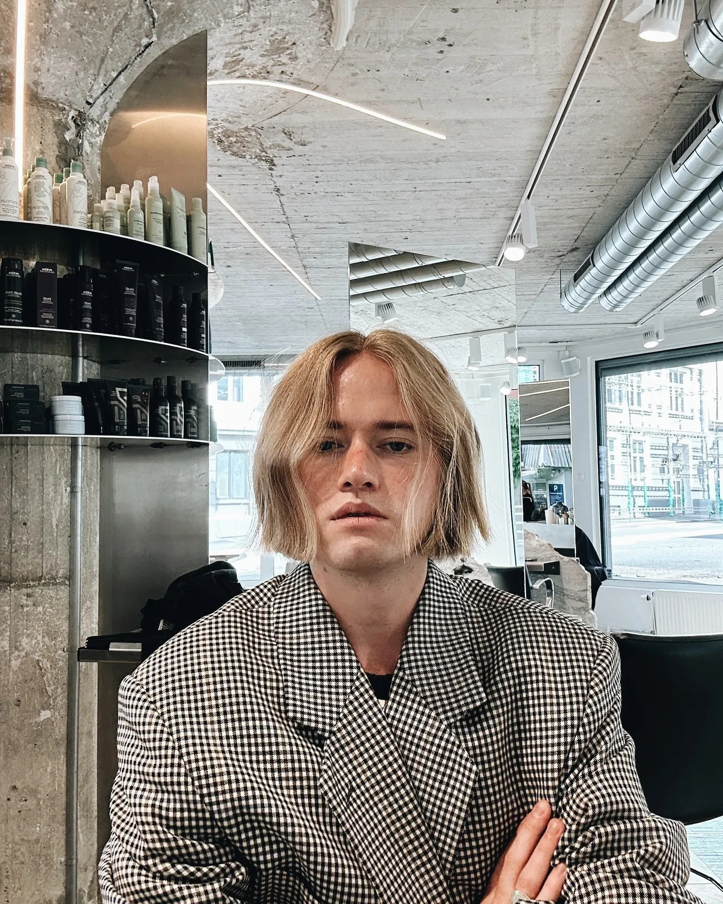 Center-Part Blonde Bob
