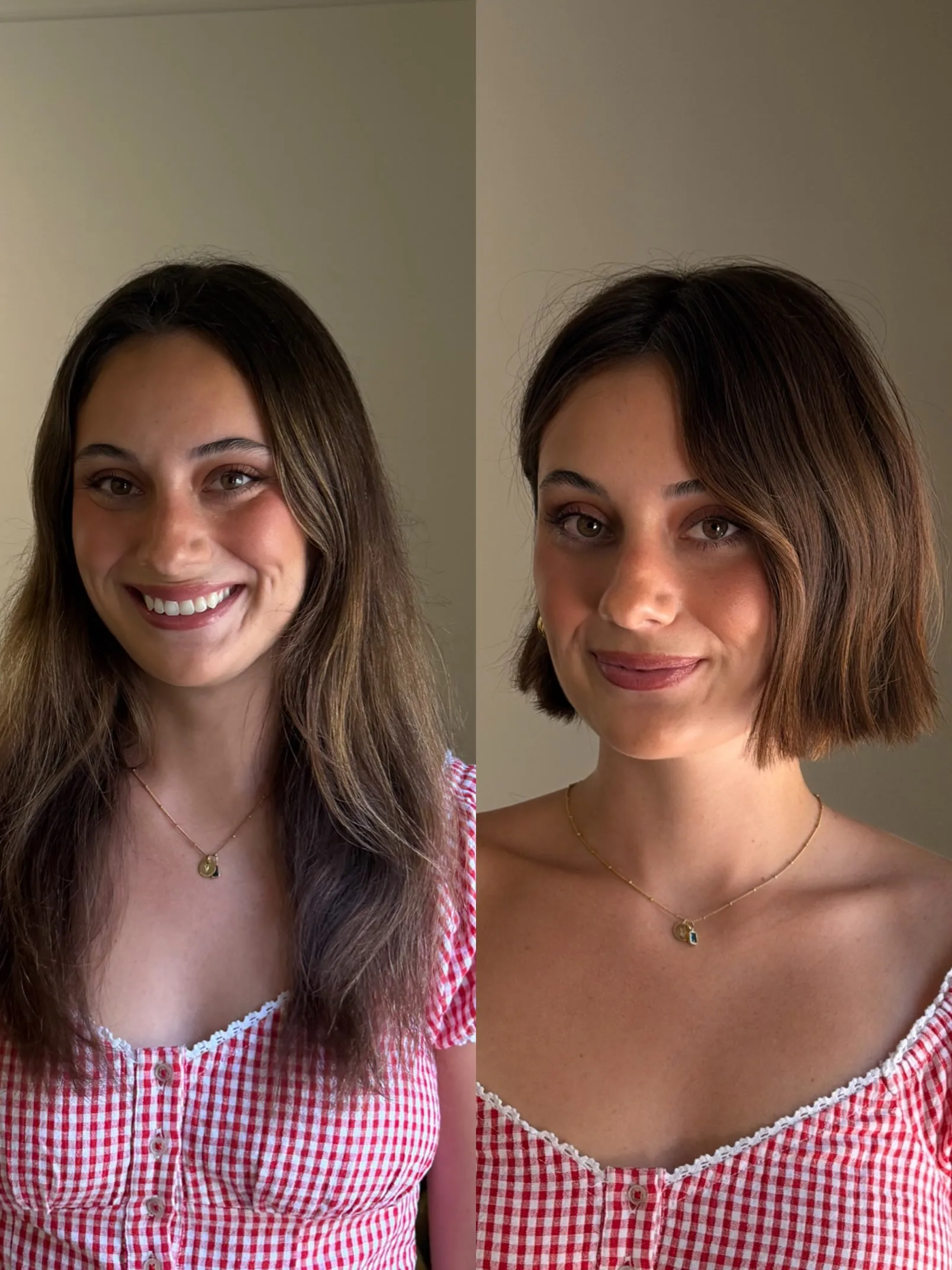 Blunt bubble bob with center part and clean jaw-length edge