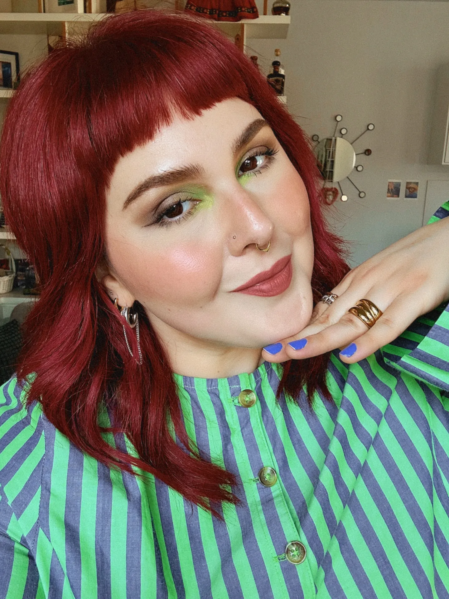 cherry red hair with micro fringe layers