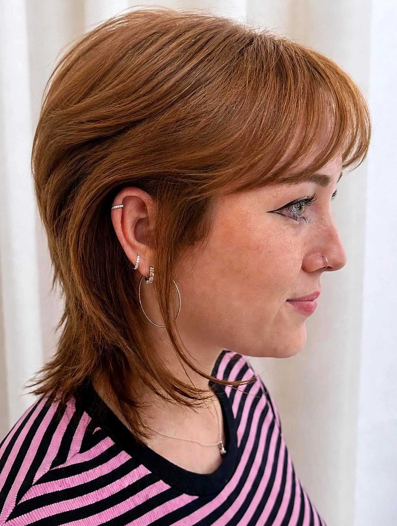 Copper chillet with rounded fringe and longer side nape